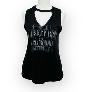 Bella Canvas Flowy Collection Graphic Tank Nashville Whiskey Bent in Black Sz. S